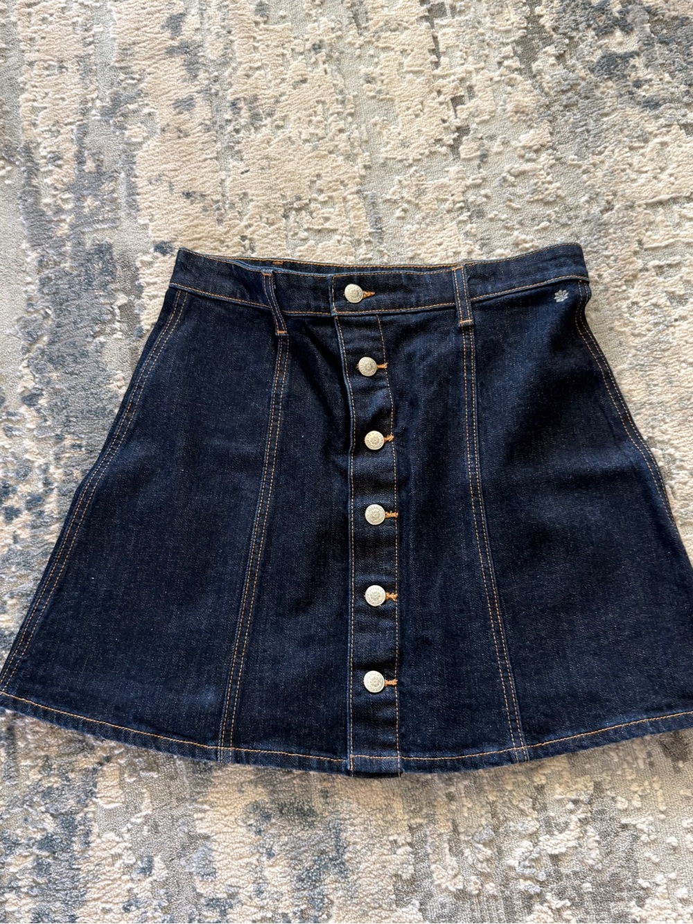 Ag Adriano Goldschmied Dark Indigo Denim Button-Front Skater Skirt
